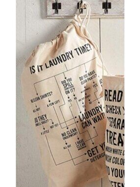Mud Pie canvas Laundry bag tote NWT drawstring college dorm room travel
